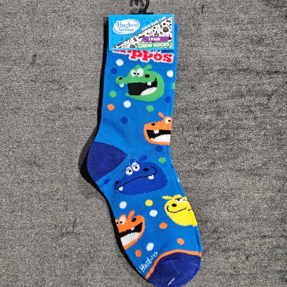 Hasbro Gaming‎ Hungry Hungry Hippos Kids Crew Socks Blue Size 7-10